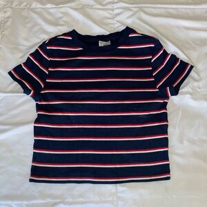 T shirt Navy Blue with red and white strips, Size M